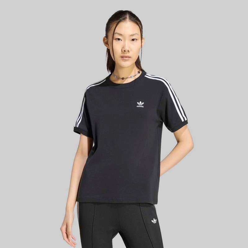 adidas Originals Dame Adicolor 3 striber Trefoil T-shirt Sort - Billede 2