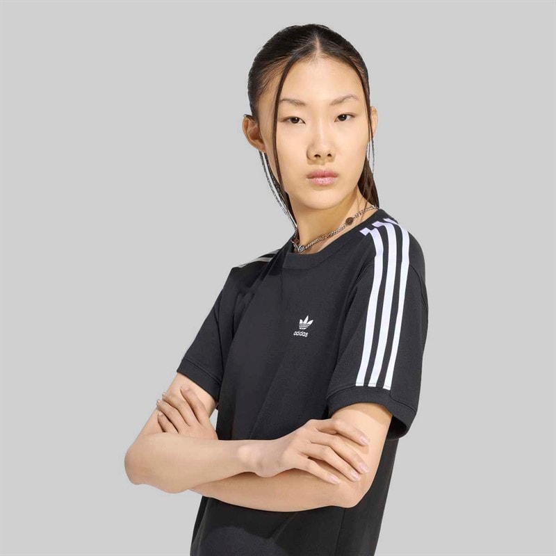 adidas Originals Dame Adicolor 3 striber Trefoil T-shirt Sort - Billede 4