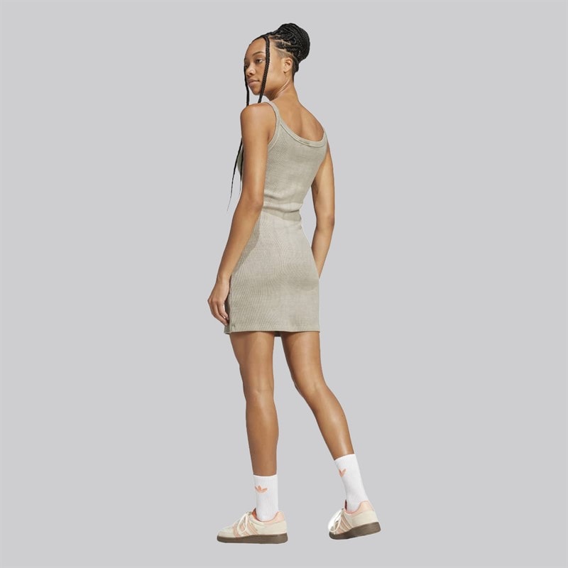 adidas Originals Dame ribstrikket minikjole Silver Pebble - Billede 2