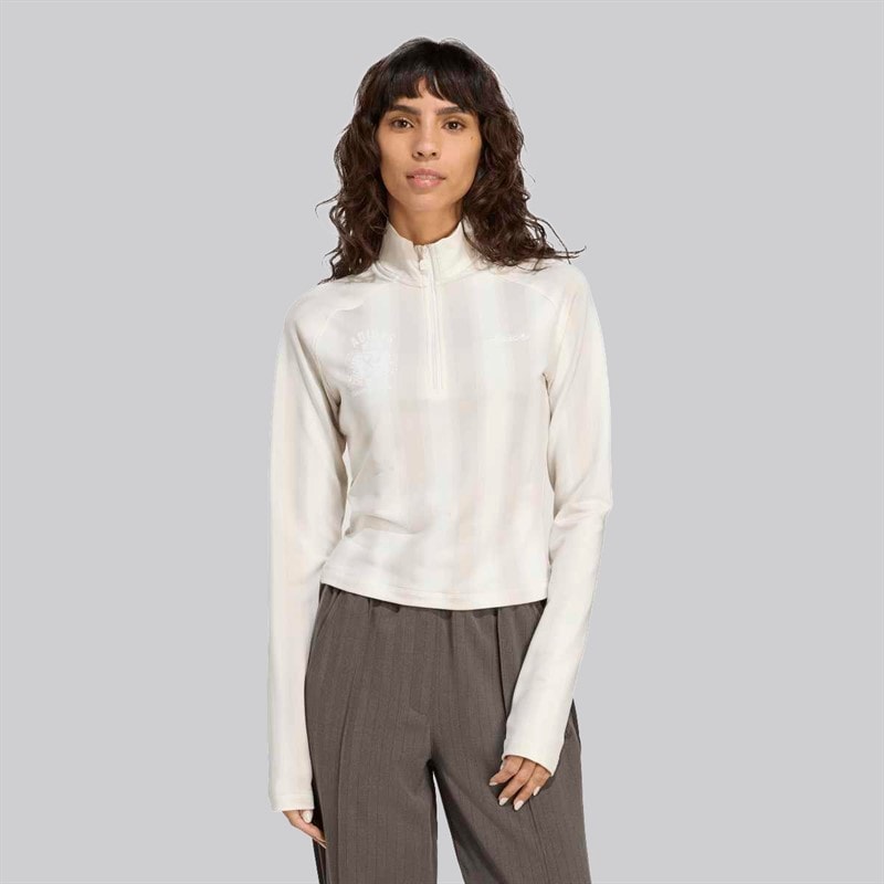 adidas Originals Dame grafisk fodbold 1/2 zip top Off White