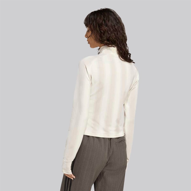 adidas Originals Dame grafisk fodbold 1/2 zip top Off White - Billede 2