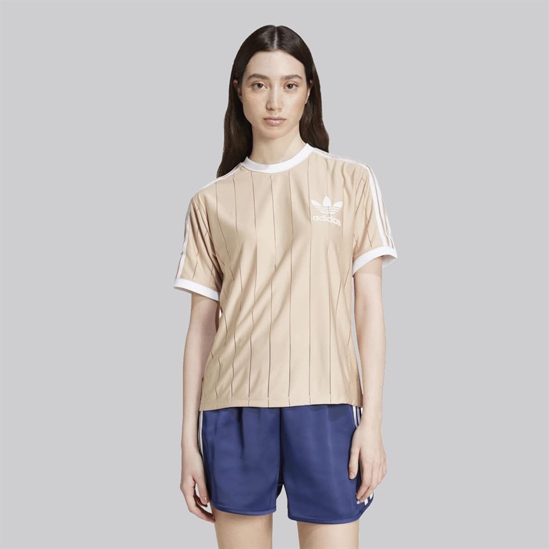 adidas Originals Dame Adicolor 3-Stripes Pinstripe T-shirt Magic Beige