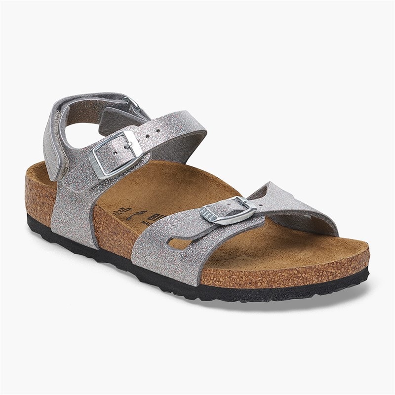Birkenstock Piger Rio Ankelrem Sandaler Sparkling Silver - Billede 1