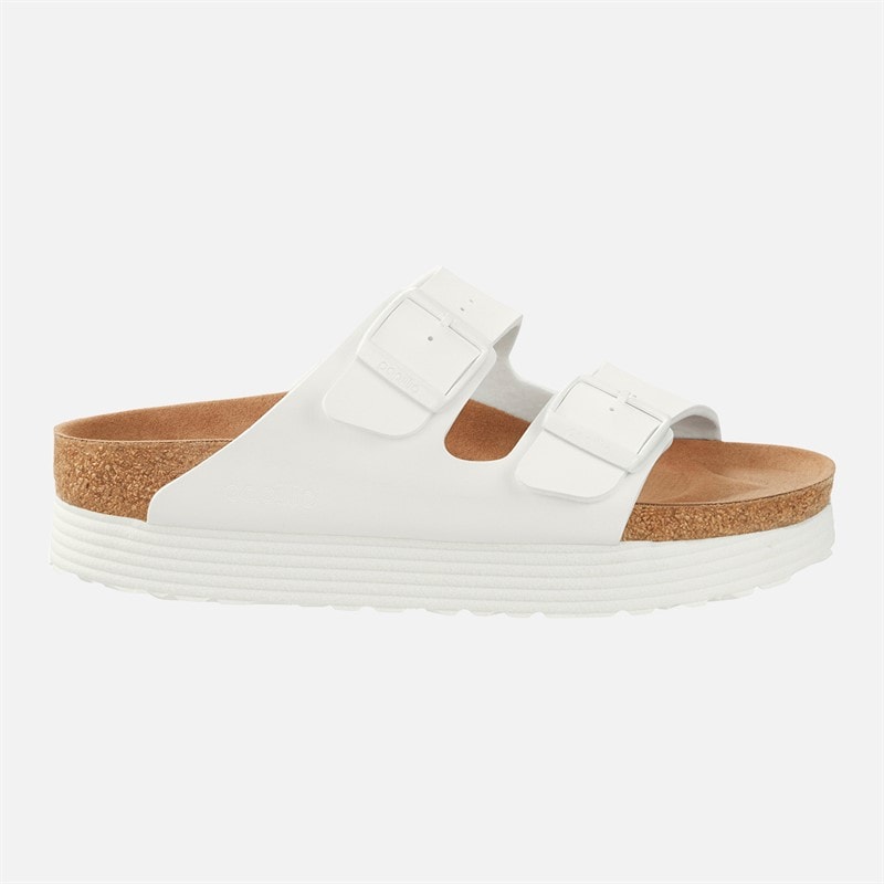 Birkenstock Dame Arizona Smal Pasvorm Dubbele Riem Sandalen Hvid - Billede 2