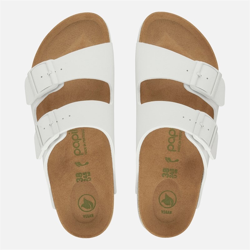 Birkenstock Dame Arizona Smal Pasvorm Dubbele Riem Sandalen Hvid - Billede 3