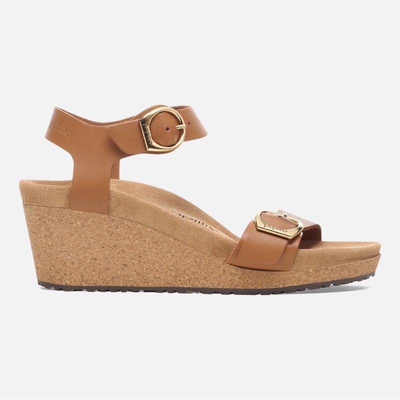 Birkenstock Damesko Soley Ring Spænde Smal Pasform Kile Sandaler Ginger Brown - Billede 2