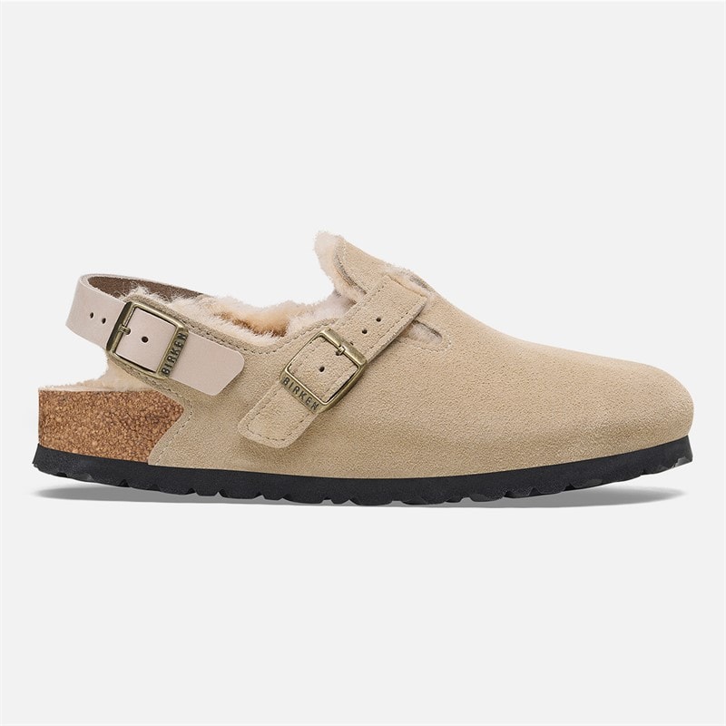 Birkenstock Dame Tokio Indvendig Lammelignende Smal Pasform Sandaler Taupe - Billede 2