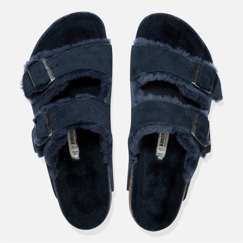 Birkenstock Herre Arizona Shearling Forede Dobbelt Rem Sandaler Marineblå - Billede 3