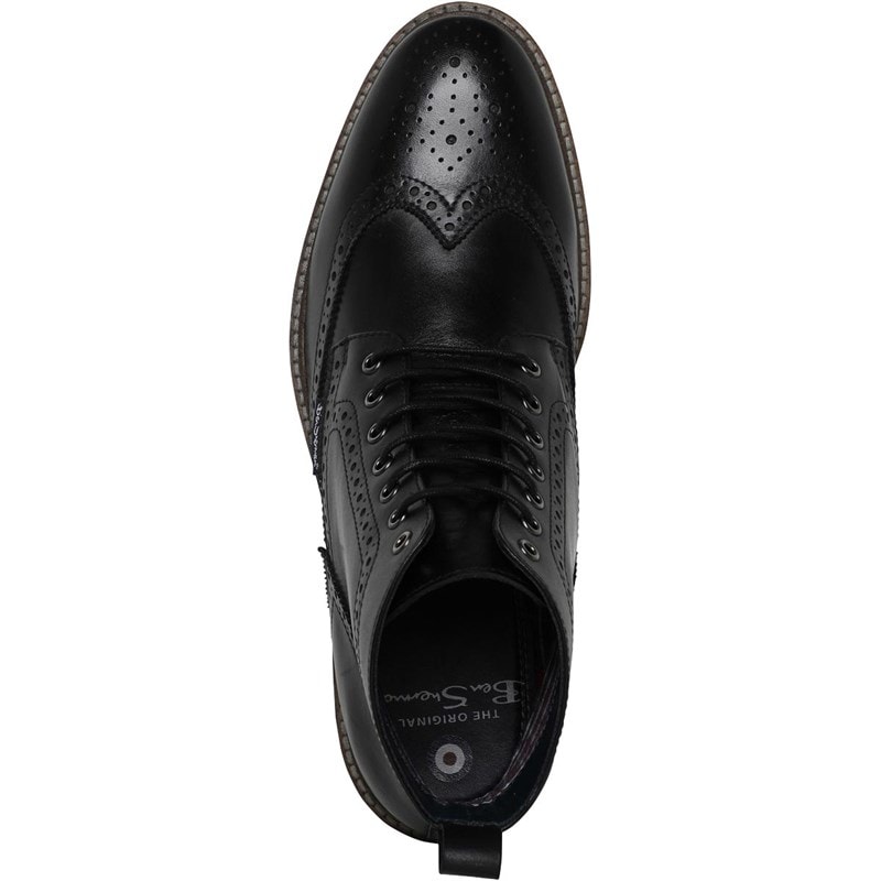 Ben Sherman Herresko i Sort Læder Brogue Støvler - Billede 4