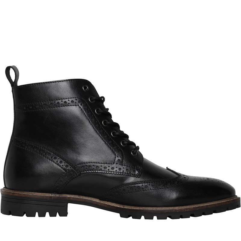 Ben Sherman Herresko i Sort Læder Brogue Støvler - Billede 5