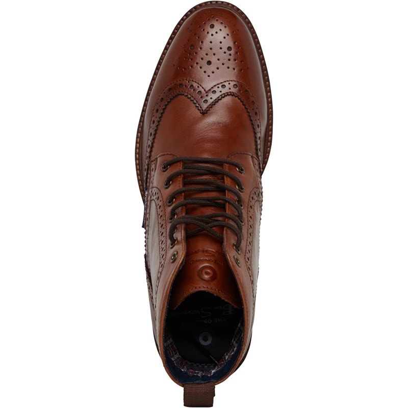 Ben Sherman Herre Duke Læder Brogue Støvler Brun - Billede 4