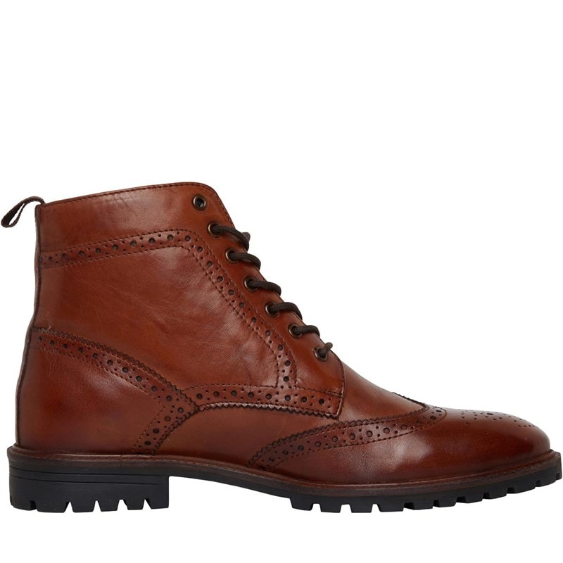 Ben Sherman Herre Duke Læder Brogue Støvler Brun - Billede 5