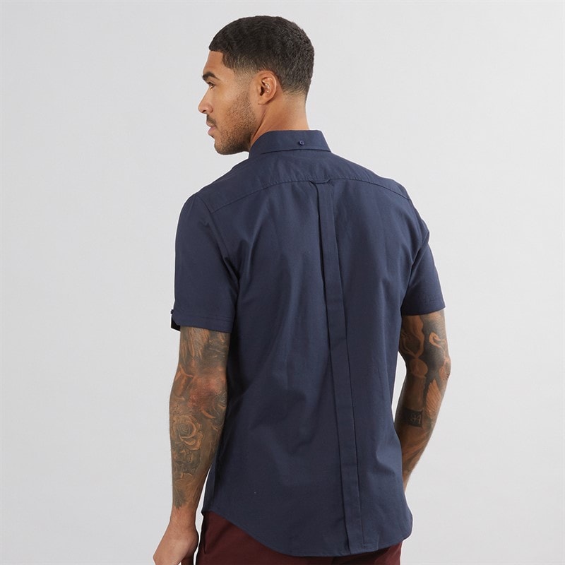 Ben Sherman Herre Oxford Skjorter med korte ærmer Marineblå - Billede 2