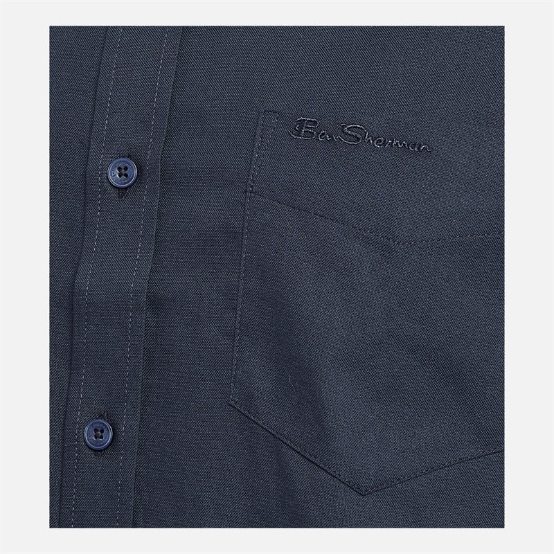 Ben Sherman Herre Oxford Skjorter med korte ærmer Marineblå - Billede 3