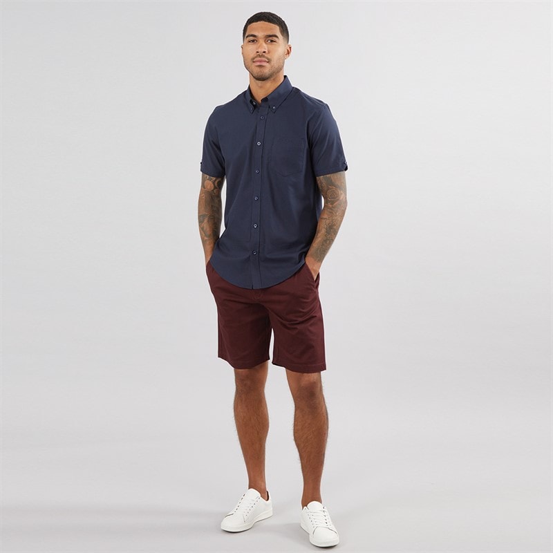 Ben Sherman Herre Oxford Skjorter med korte ærmer Marineblå - Billede 4
