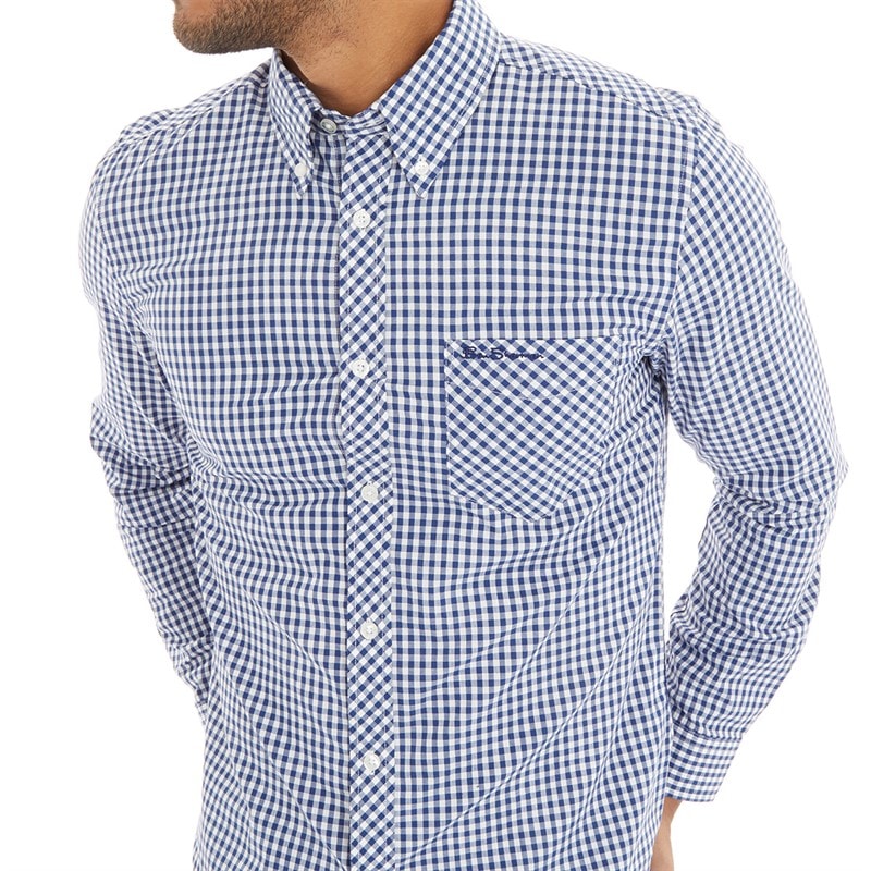 Ben Sherman Herre Gingham Langærmet shirts Blå Ternet - Billede 3