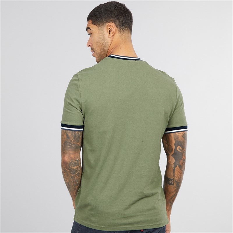 Ben Sherman Herre Pique Ringer T-shirts Lys Khaki - Billede 2