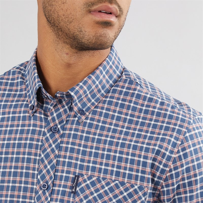 Ben Sherman Herre Oxford Skjorter med korte ærmer Blå - Billede 3