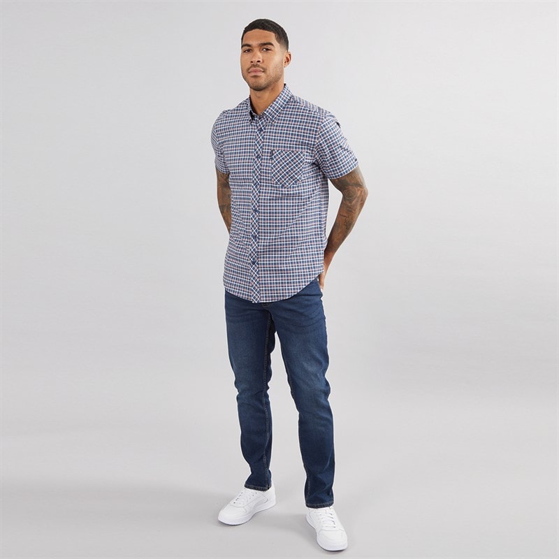 Ben Sherman Herre Oxford Skjorter med korte ærmer Blå - Billede 4