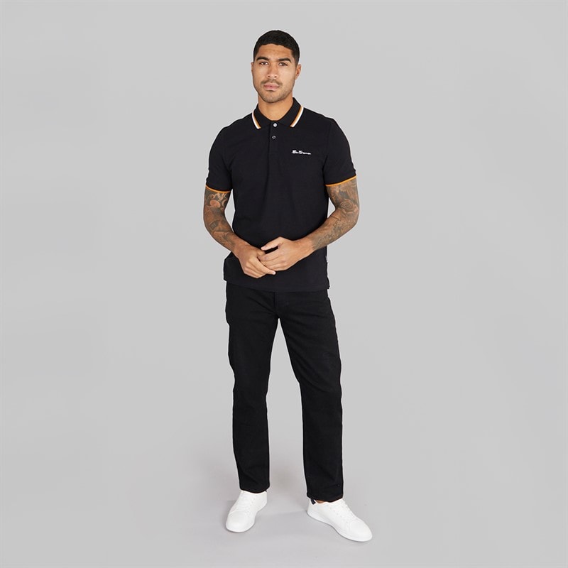 Ben Sherman Herre tværstribet polo skjorte Sort - Billede 3