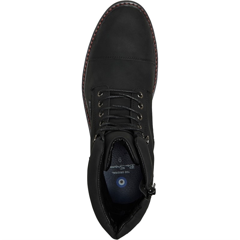 Ben Sherman Herre Bonneville Snørebåndsstøvler Sort - Billede 4