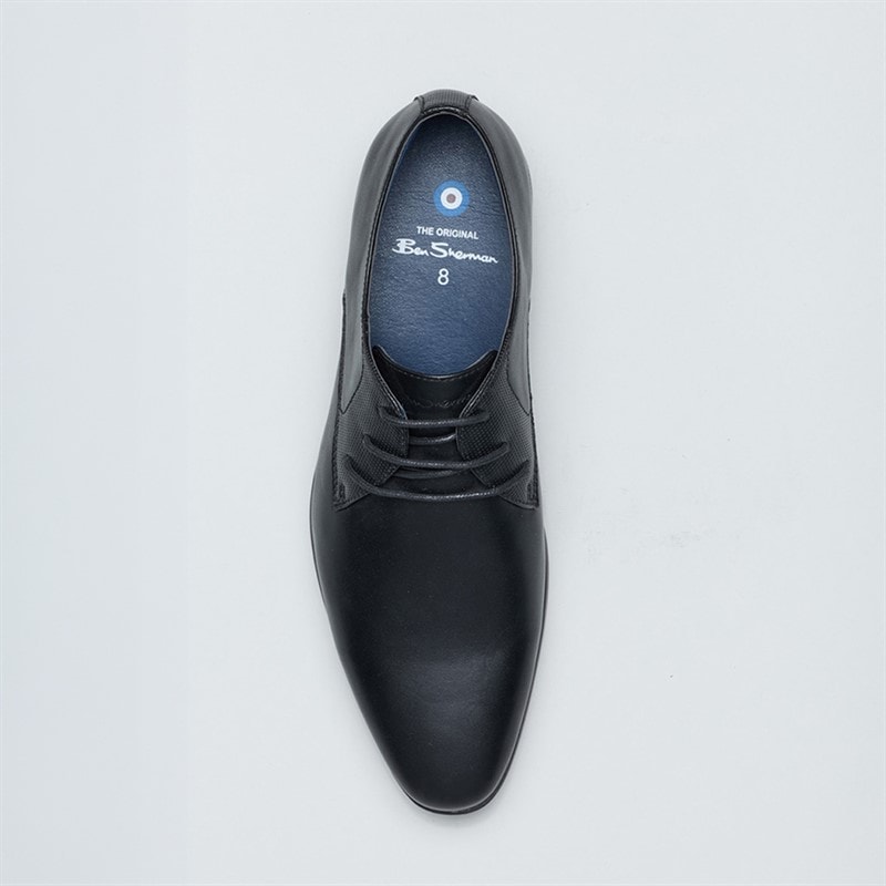 Ben Sherman Herre Derek Derby Sko Sort - Billede 3