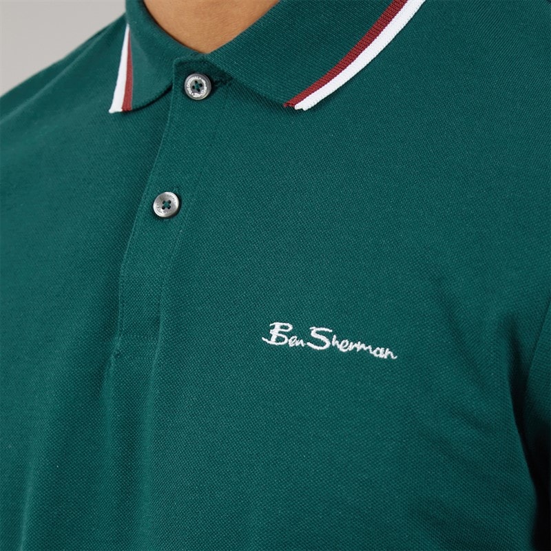Ben Sherman Herre tværstribet polo skjorte Jade - Billede 3
