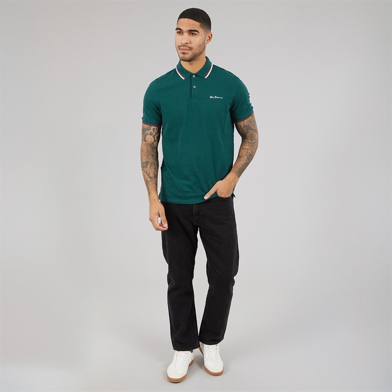 Ben Sherman Herre tværstribet polo skjorte Jade - Billede 4