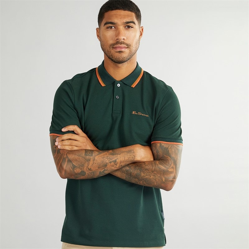 Ben Sherman Herre tværstribet polo skjorte Dark Green