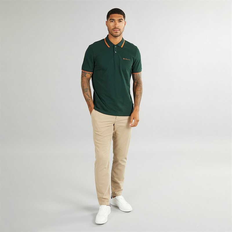 Ben Sherman Herre tværstribet polo skjorte Dark Green - Billede 3