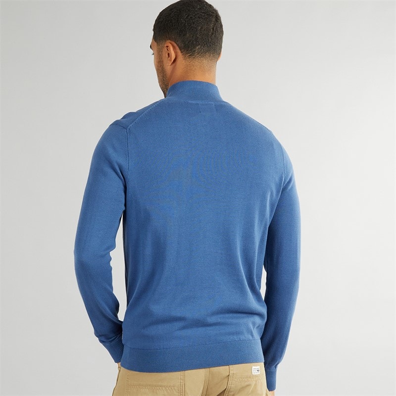 Ben Sherman Herre 1/4 Zip Funnel Neck Trøje Riviera Blå - Billede 2
