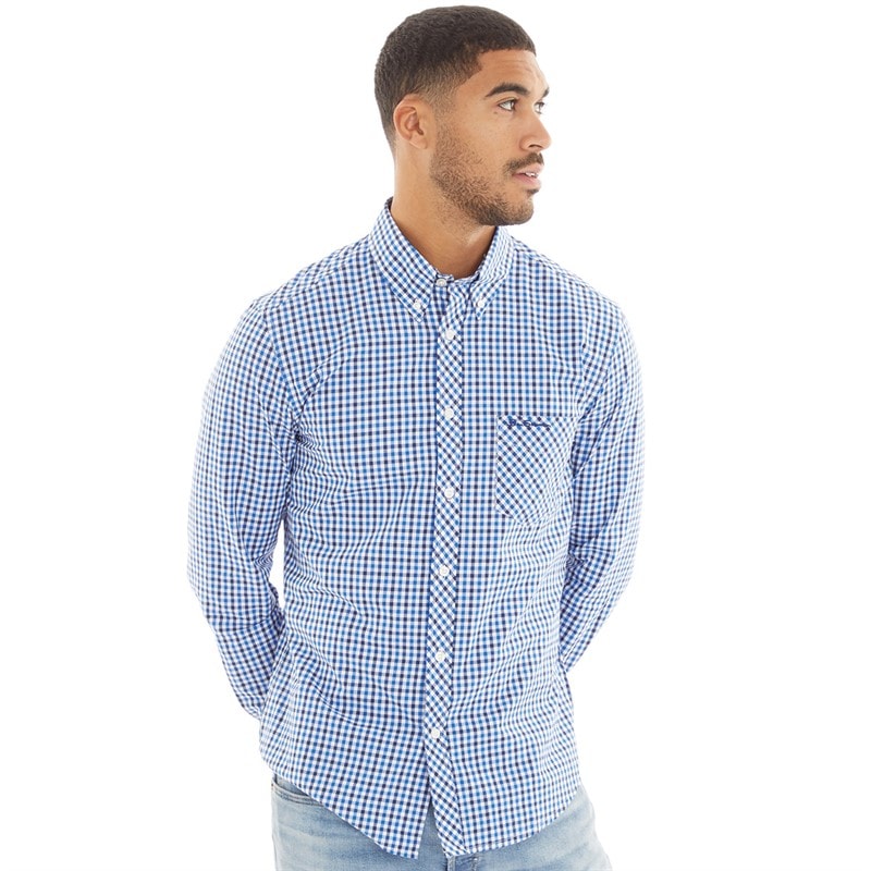 Ben Sherman Herre Three Gingham Langærmet shirts Blå - Billede 1
