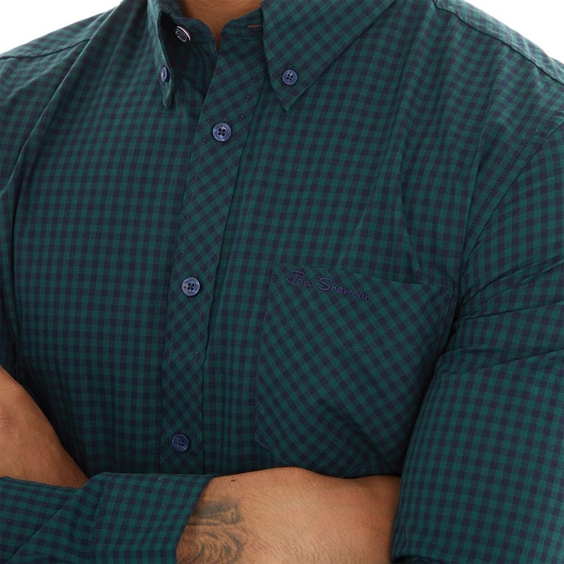 Ben Sherman Herre Gingham Langærmet shirts Grøn - Billede 3