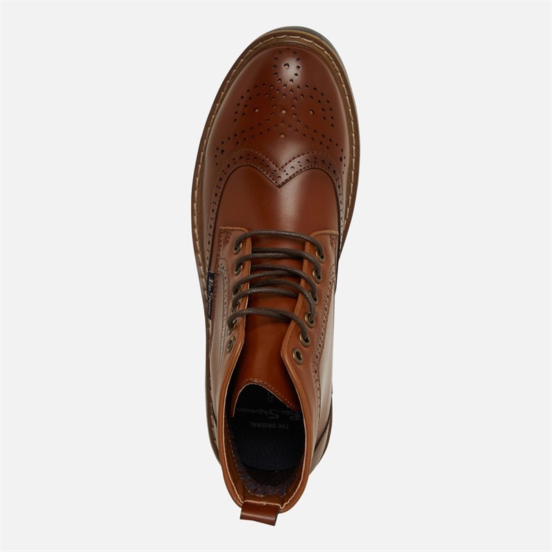 Ben Sherman Herresko Templeton Brogue Støvler Brun Poleret - Billede 4