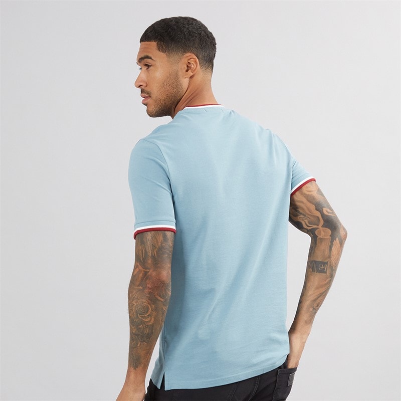 Ben Sherman Herre Pique Ringer T-shirt Petrol - Billede 2