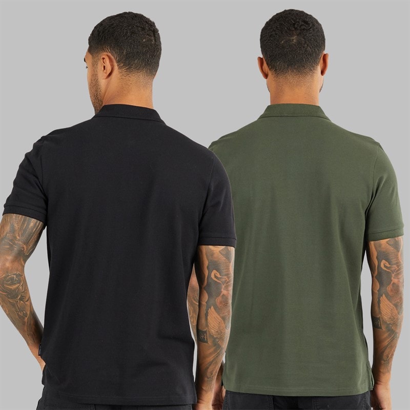 Ben Sherman Herre to pak ensfarvede poloskjorter Sort/Khaki - Billede 2