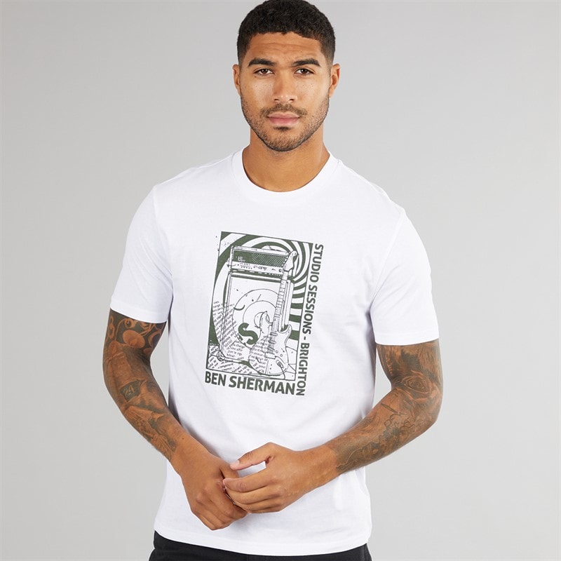 Ben Sherman Herre Rehersal Room T-Shirt Hvid