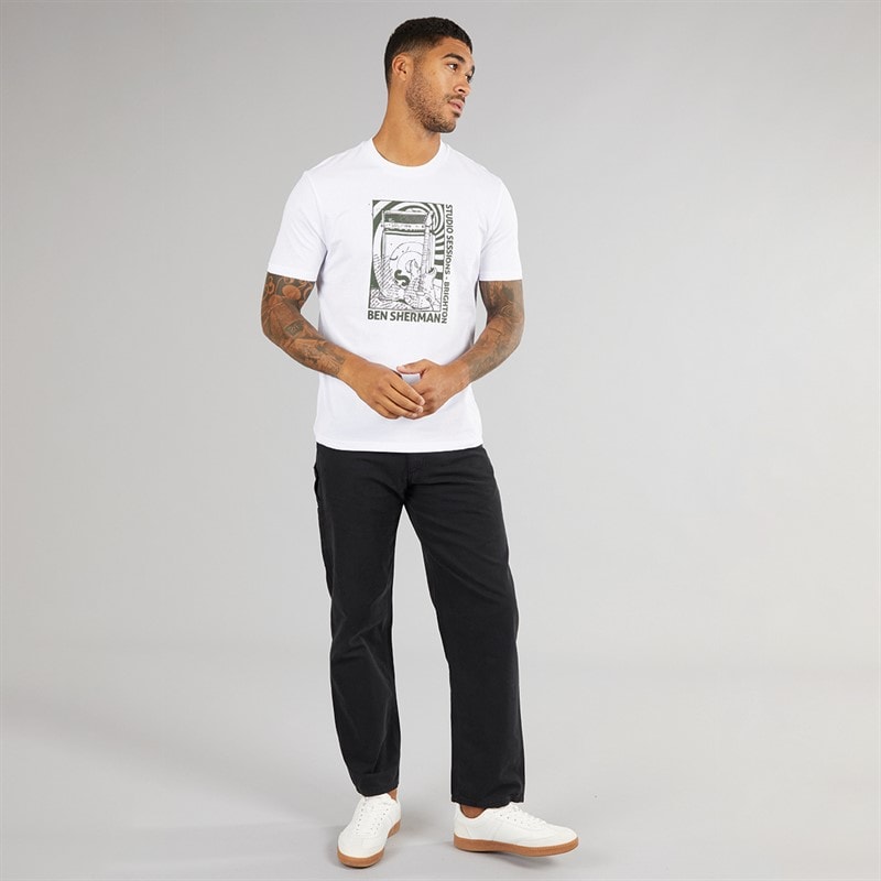Ben Sherman Herre Rehersal Room T-Shirt Hvid - Billede 3