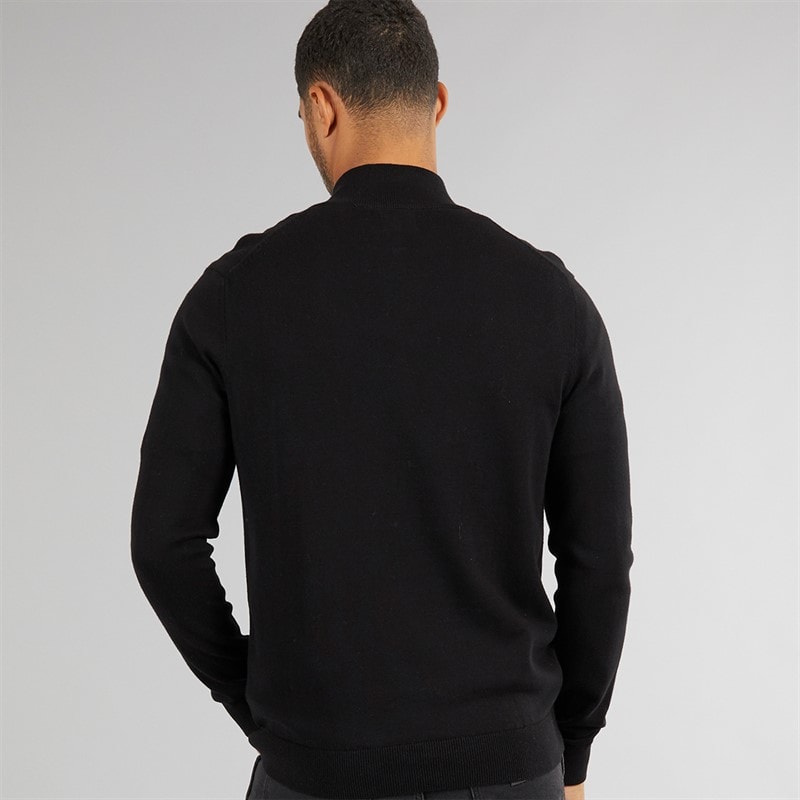 Ben Sherman Herre 1/4 Zip Tragt Hals Jumper Sort - Billede 2