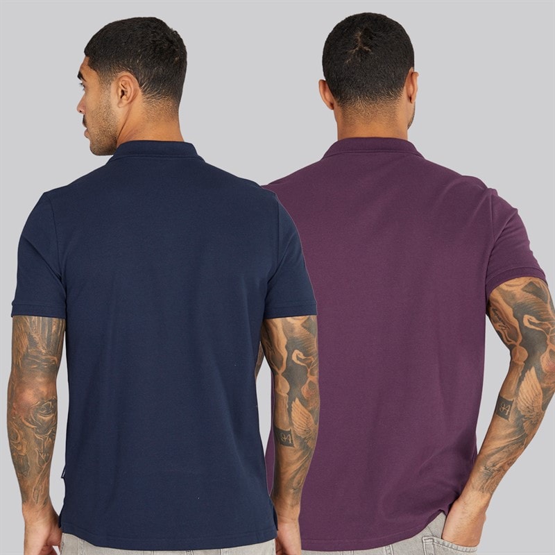 Ben Sherman Herre to pak ensfarvede poloskjorter Plum/Dark Navy - Billede 2