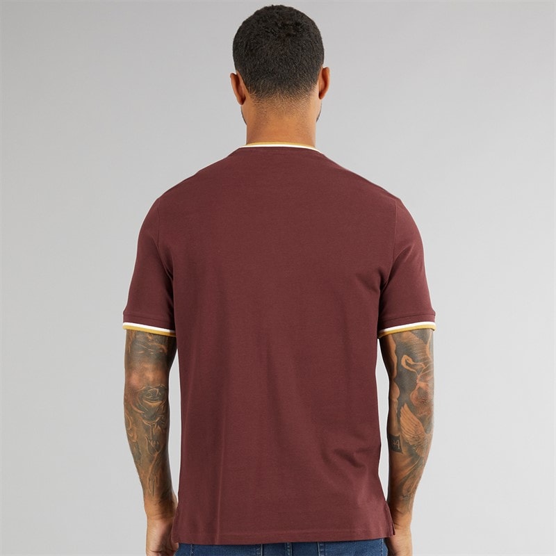Ben Sherman Herre Pique Ringer T-Shirt Vin - Billede 2