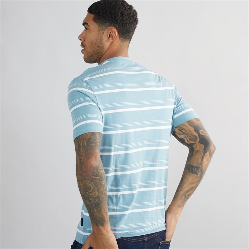 Ben Sherman Herre T-shirt med tynde striber Petrol - Billede 2