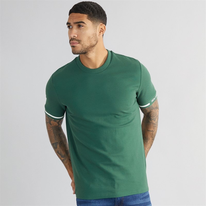 Ben Sherman Herre Pique T-Shirt Grøn - Billede 1