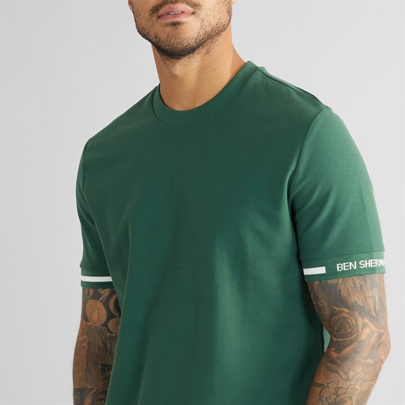 Ben Sherman Herre Pique T-Shirt Grøn - Billede 3