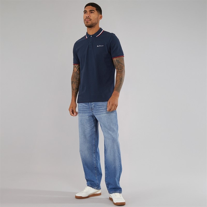 Ben Sherman Herre tværstribet polo skjorte Dark Navy - Billede 3