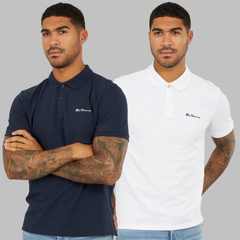 Ben Sherman Herre to pak poloer mørkeblå/hvid
