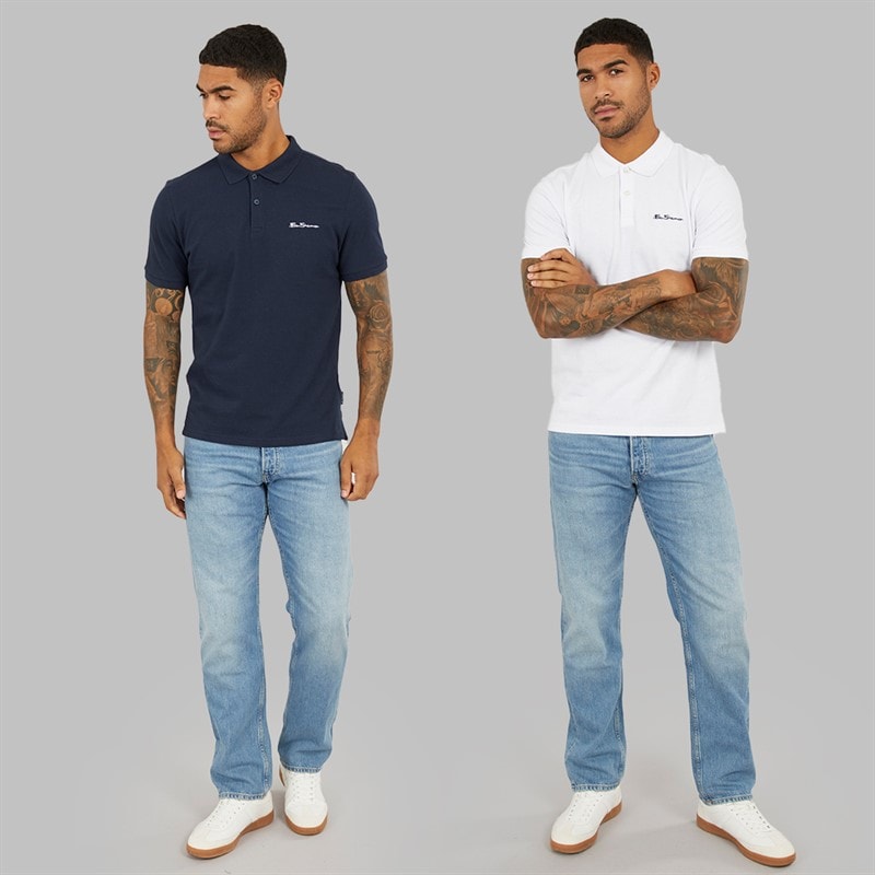 Ben Sherman Herre to pak poloer mørkeblå/hvid - Billede 3