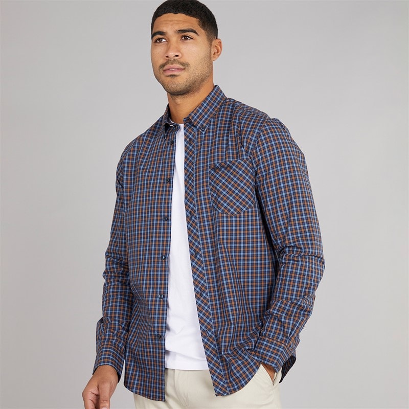Ben Sherman Herre langærmet hustern skjorte Dark Navy