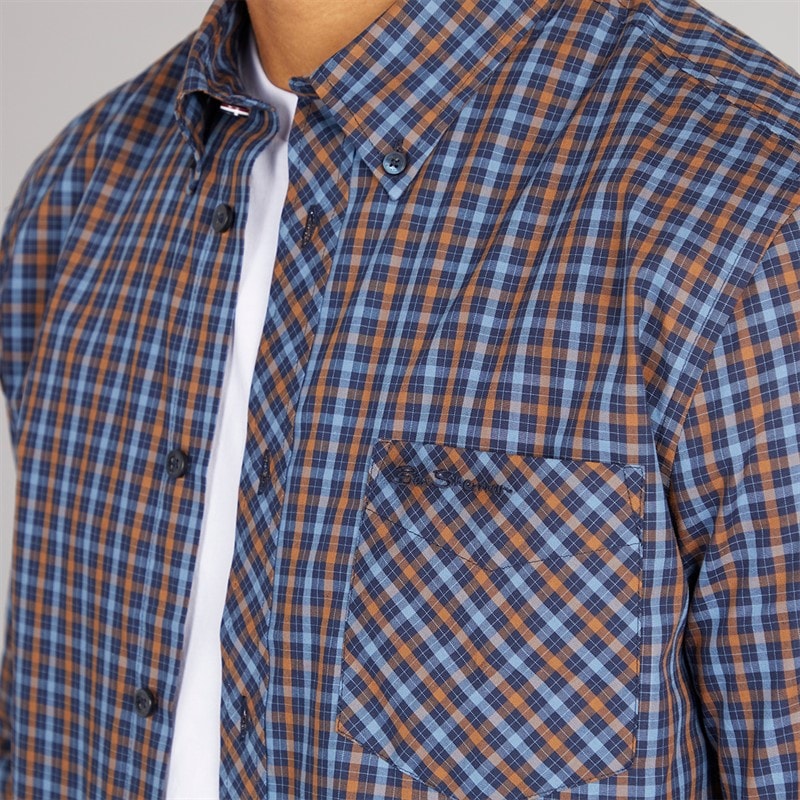 Ben Sherman Herre langærmet hustern skjorte Dark Navy - Billede 3