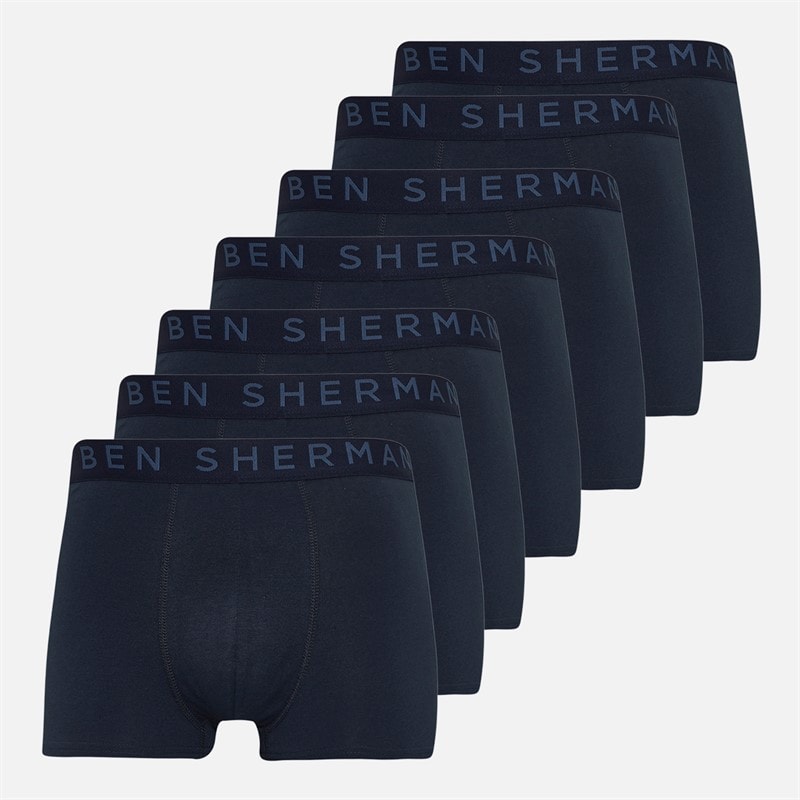 Ben Sherman Herre Arley syv pak boxer trusser Navy